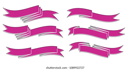 flat ribbon web banner illustration set.isolated background.