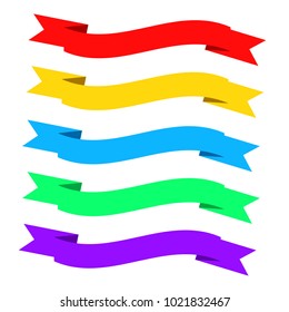 Flat ribbons banners. Ribbons in flat design. Vector set of colorful ribbons