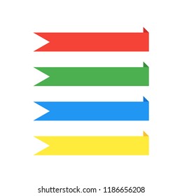 Flat ribbons banners. Ribbons in flat design. Vector set of colorful ribbons