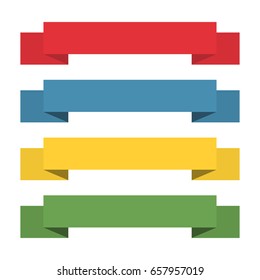Flat ribbons banners. Ribbons in flat design. Vector set of colorful ribbons