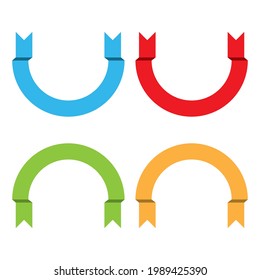 Flat ribbons banners flat isolated on white background, illustration set 