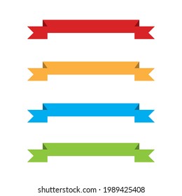 Banderas de cintas planas aisladas en fondo blanco, conjunto de ilustraciones 