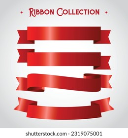 Flat ribbons banners isolated on white background. Set of red ribbons. Vector illustration