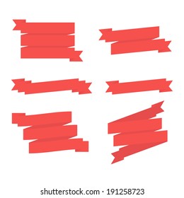 Flat ribbons set. Vector illustration