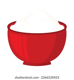 Flat Rice in a bowl food icon clipart isolated on white background vector