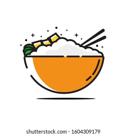 Flat Rice Bowl Vector Illustration