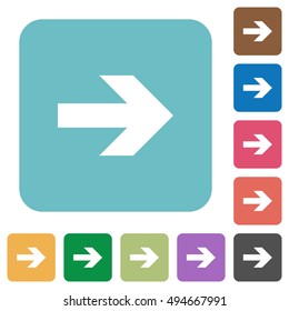 Flat right arrow icons on rounded square color backgrounds.
