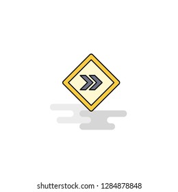 Flat Right arrow road sign  Icon. Vector