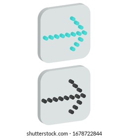 Flat right dot square background Icon in isometric style