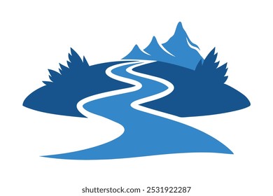 Color limpio de la silueta del icono del río plano