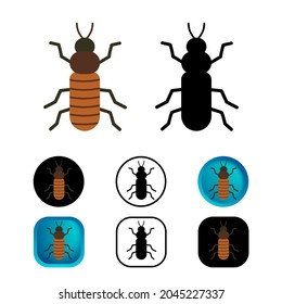 Flat Roach Insect Icon Collection