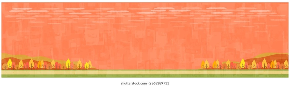 Flat road and autumn background material, evening view, horizontal position