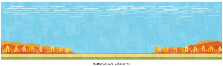 Flat road and autumn background material horizontal position