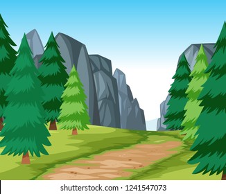 Flat road in nature illustration