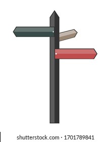 Flat Road Signpost Vector Traveling Icon. Adventure Sign. Infographic Design Element