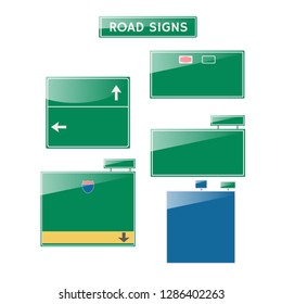 Flat road signs set. Traffic signs graphic elements isolated on white background. Great for infographic, city construction, web. mobile apps. Flat design concepts. Creative vector illustration. 