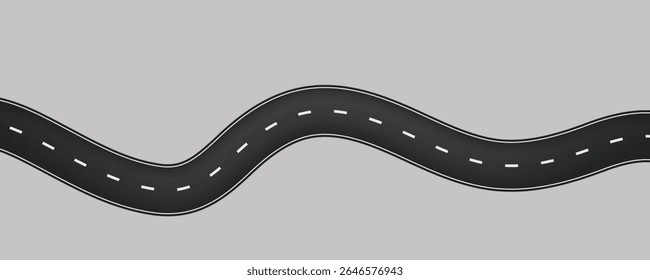 Flat roadway illustration isolated on white background.	