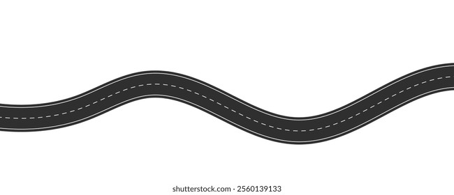 Flat roadway vector illustration isolated on white background.