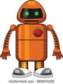 flat robot cartoon vector art and illustration