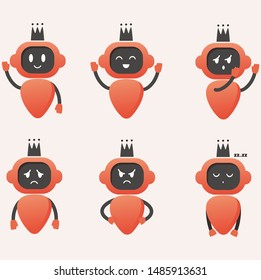 flat robot character design for mascot