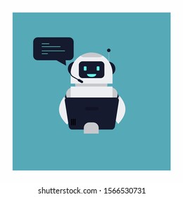 Flat Robot Customer Service Illustration Mascot Vector