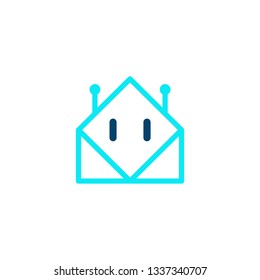 Flat robot head vector. Line vector robot head