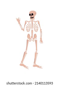 flat rock n roll skeleton over white