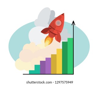 flat rocket with growth graphic