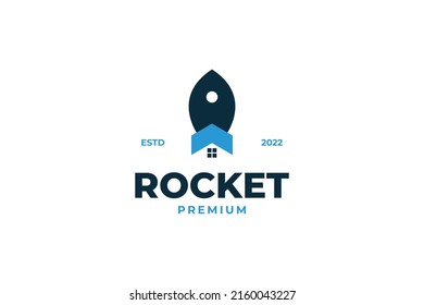 Ilustración vectorial del diseño del logotipo de la casa de cohetes
