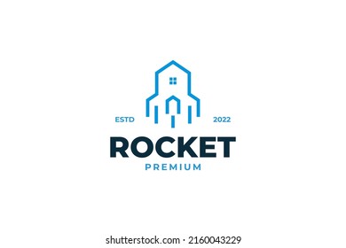 Ilustración vectorial del diseño del logotipo de la casa de cohetes