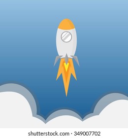 Flat rocket icon. business glow up