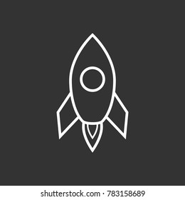Flat rocket icon. Outlined spacecraft sign illustration
