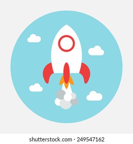 Flat rocket icon. Startup concept. Project development. Application icons