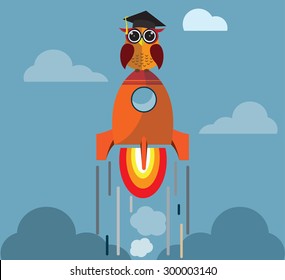  Flat rocket icon. Startup concept. Project development. 