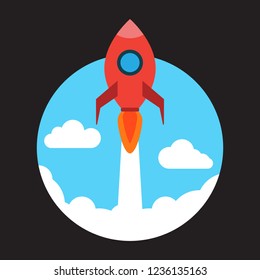 Flat rocket icon in a flat style.