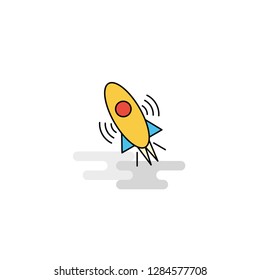 Flat Rocket  Icon. Vector