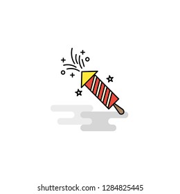 Flat Rocket  Icon. Vector