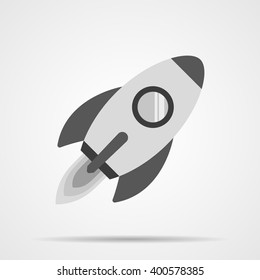 Flat rocket icon  with whadow