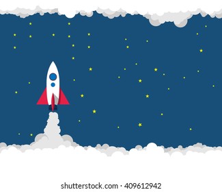 flat rocket illustration