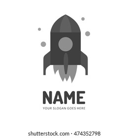 Flat rocket logo design. Vector concept icon.