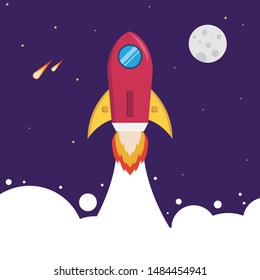 Flat rocket. Project start up. New product launch