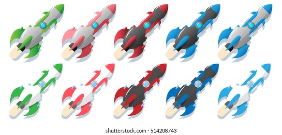 Flat rocket set
