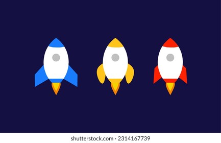 Flat Rocket set design with various color