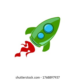 Flat Rocket. Rocket sign. Vector illustration isolated on white background. EPS 10