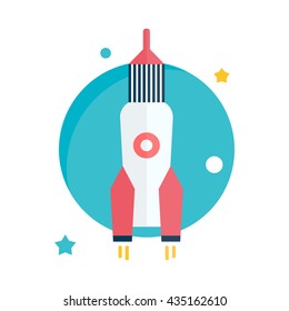 Flat rocket. Space and traveling. Project startup.