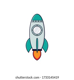 flat rocket take off vector
