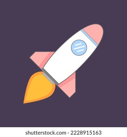 Flat rocket in the universe icon
