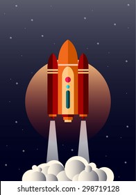 Flat rocket. Vector modern illustration.