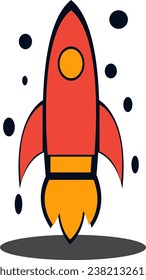 flat rocket vector on white background