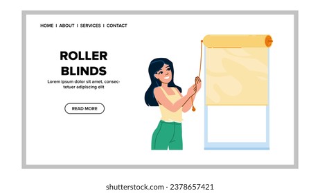 flat roller blinds vector. window curtain, interior house, modern apartment flat roller blinds web flat cartoon illustration